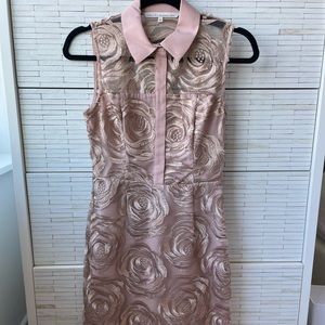 RACHEL ROY rose gold floral sheath  sleeveless lace mini shirt dress 0